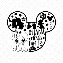 Ohana Means Family Svg, Family Svg, Stitch Svg, Mickey Mouse Balloon Svg, Mickey Mouse Head Svg, Flower Svg, Star Svg, L