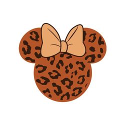 Minnie Mouse Leopard Pattern Head SVG, Disney Mouse SVG, Disney SVG, Disney Characters SVG, Cartoon, Movie Silhouette