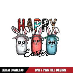 Happy Easter Day Bunny Ears Jars Funny Clipart PNG