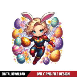 Cute Bunny Captain Marvel Happy Easter Eggs PNG