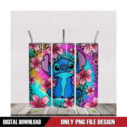 Silly Stitch Flower Design Tumbler Wrap PNG