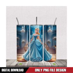 3D Beautiful Princess Cinderella Dressed Tumbler Wrap PNG