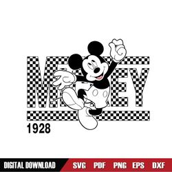 Checkered Mickey Mouse Est 1928 Silhouette SVG