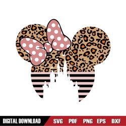 Pink Stripes Leopard Minnie Castle SVG