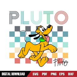 Checkered Pluto Dog Disney Signature SVG