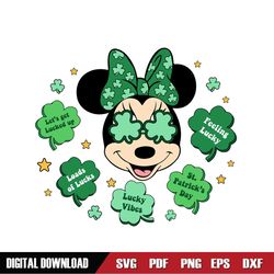 Miss Lucky Charm Green Clover Glasses Minnie SVG