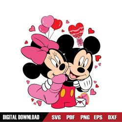 Mickey and Minnie Couple Hugging Valentines Day SVG
