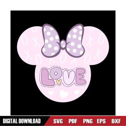 Minnie Mouse Xoxo Love Head Valentine Day SVG