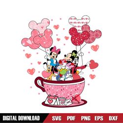 Mickey Friends Coffee Cup Balloon Valentine Day SVG