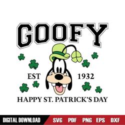 Goofy Dog Green Happy St Patrick Day Est 1932 SVG