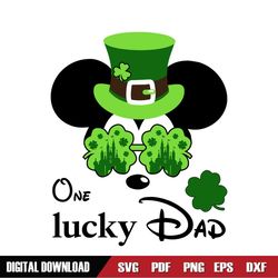 One Lucky Dad Mickey Green Clover Leprechaun SVG