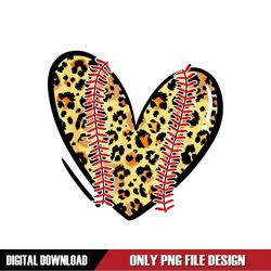 Leopard Softball Heart Mother Day Design PNG