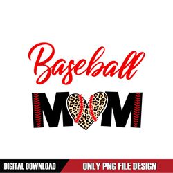 Baseball Mom Leopard Heart Sport Black Design PNG