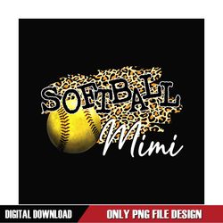 Softball Mimi Leopard Print Clipart PNG