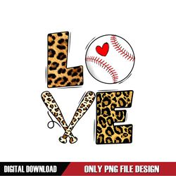 Love Sport Softball Heart Leopard Print Plaid PNG