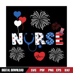 American Nurse Celebrating 4th Of July Day SVG