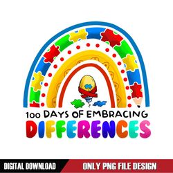 100 Days Of Embracing Different Autism Rainbow PNG