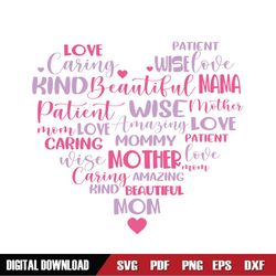 Live Kind Beautiful Mama Heart Doodle SVG