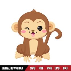 Baby Cute Little Monkey Cartoon Character SVG