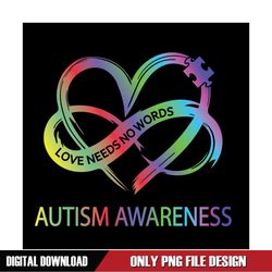 Love Autism Infinity Heart Puzzle Holo PNG