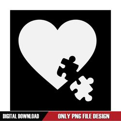 Autism Black And White Heart Puzzle Piece PNG
