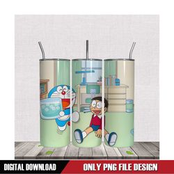 Doraemon And Nobita With Ice Bowl Tumbler PNG