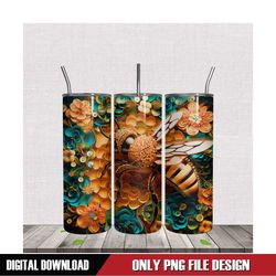 Colorful Flower Big Bee Tumbler PNG