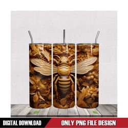 Full Golden Bee And FLower Tumbler PNG