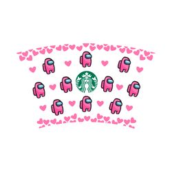 Pink Among Us Full Wrap For Starbucks, Trending Svg, Starbucks Wrap Svg, Starbuck Cold Cup Svg, Full Wrap Among Us, Star