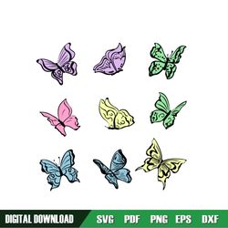 Disney Cartoon Colorful Butterflies Cinderella Vector SVG