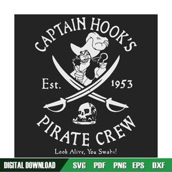 Disney Villains Captain Hook Pirate Crew Est 1953 Logo Svg, Trending Svg, Captain Hook Svg, Captain James Hook, Peter Pa