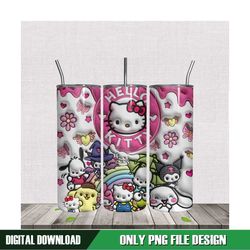 Hello Kitty Sanrio Characters 3D Designs 20oz Tumbler Wrap PNG