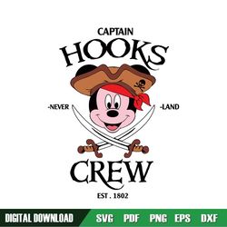Mickey Head Captain Hooks Crew Est 1802 SVG
