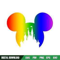 Disney Mickey Rainbow Head Magic Castle SVG