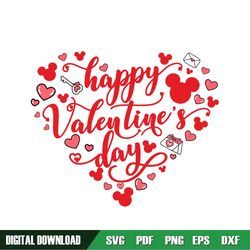Happy Valentines Day Mickey Head Heart Doodle SVG