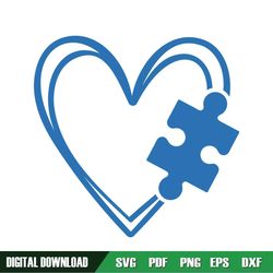 Autism Heart Blue Color Puzzle Clipart SVG