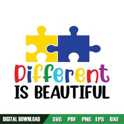 Different Is Beautiful Autism Blue Puzzle SVG