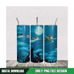 Flying In Dream World With Peter Pan Tumbler PNG