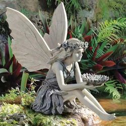 Flower Fairy Statue Garden Ornaments Angel Girl Sculpture, 1pcs Quality Outdoor Yard Decorations