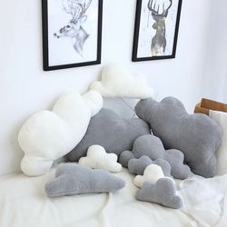 Pp Cotton Chair Sofa Home Decoration Gift, Cute Gary White Stuffed Plush Cloud Toy Super Soft Pillow