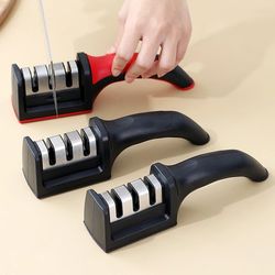 Knife Sharpener Handheld Multi-function 3 Stages Type Quick Sharpening Tool With Non-slip Base Kitchen Knives Accessorie