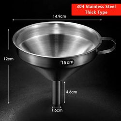Stainless Steel Funnel Kitchen Oil Liquid Funnel Metal Funnel With Detachable Filter Wide Mouth Funnel For Canning Kitch