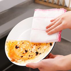 2/4Pcs Cleaning Cloth Kitchen Towels Cotton Dishcloth Super Absorbent Non-stick Oil Reusable Kitchen Daily Dish Towels