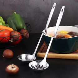 Stainless Steel Long Handle Spoon Colander Hot Pot Ramen Soup Ladle Korean Noodles Scoop Oil Skimmer Porridge Scoop with