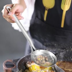 Stainless Steel Colander Soup Spoon with Hook Shell Filter Dessert Long Handle Strainer Skimmer Porridge Spoons Cooking