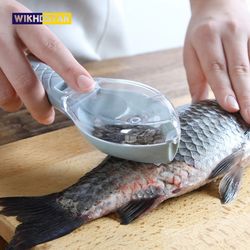 WIKHOSTAR Fish Scale Scraper Fish Skin Brush Seafood Tools Fast Remove Fish Scraper Cleaning Knife Kitchen Accessories