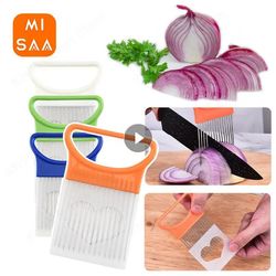 Stainless Steel Onion Needle Onion Fork Vegetables Fruit Slicer Tomato Cutter Knife Cutting Safe Aid Holder Kitchen Acce