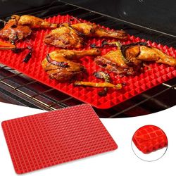 Non-Stick Silicone Pyramid Cooking Mat Baking Mat with Grid Versatile Oven BBQ Cooking Mat Heat-Resistant Mat Kitchen To