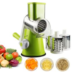 Vegetable Cutter & Slicer Manual Kitchen Cheese Chopper Machine With 3 Sharp Drums Multifunctional Garlic Potato