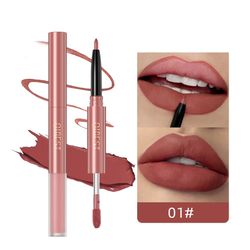 QIBEST 2 In 1 Matte Lipliner Lipstick Waterproof Long Lasting Liquid Lipstick Non-stick Cup Lip Glaze Makeup Lipgloss Co